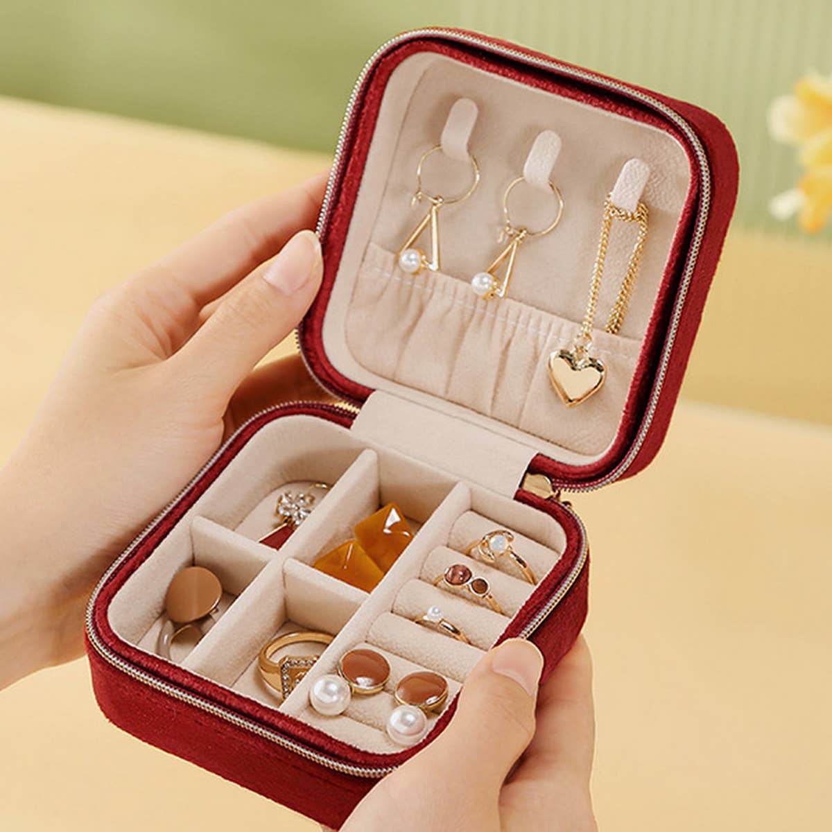 Double Layer Velvet Jewelry Box