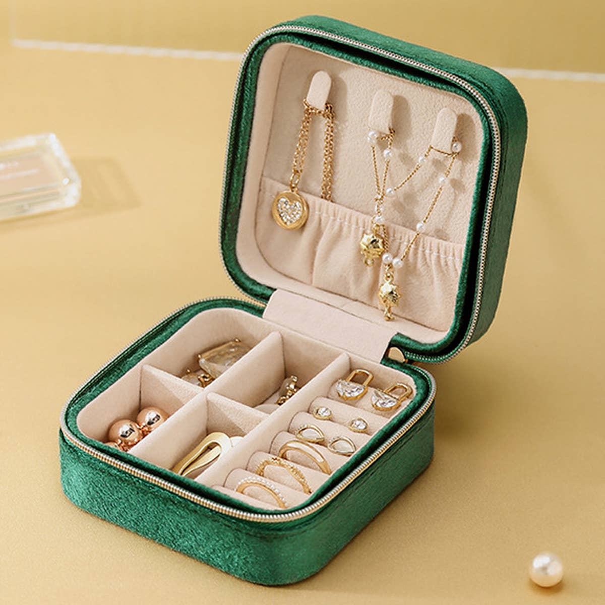 Double Layer Velvet Jewelry Box