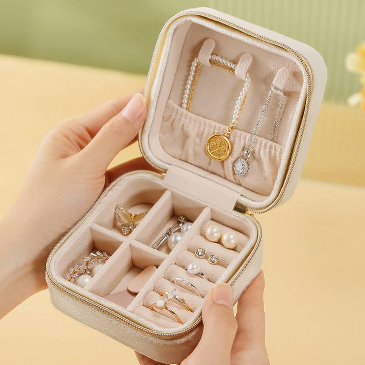 Double Layer Velvet Jewelry Box