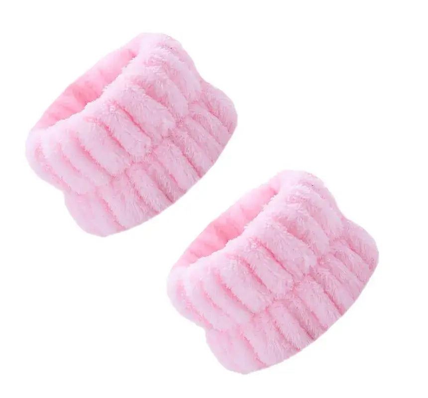Soft Plush Washable Wristbands for Skincare Routine