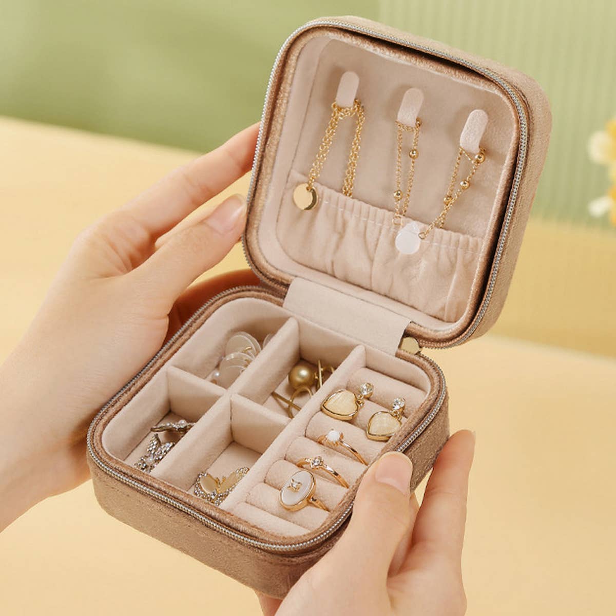 Double Layer Velvet Jewelry Box