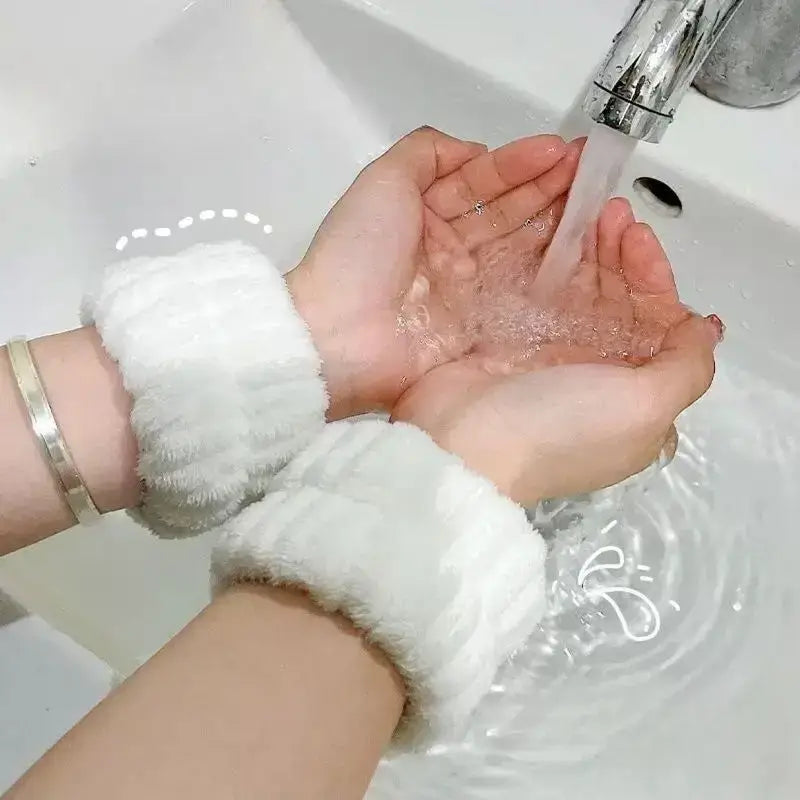Soft Plush Washable Wristbands for Skincare Routine
