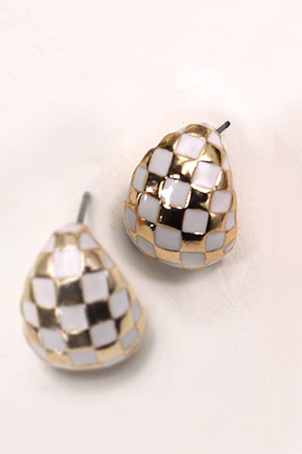 CHECKER HALF MOON  HOOP EARRINGS | 80E3084