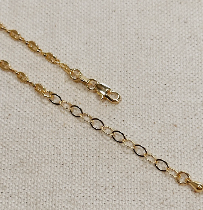 18k Gold Filled 3mm Mini Puffy Links Chain 16 inches