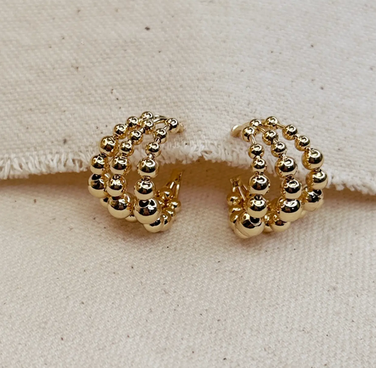 Beaded C Hoop Earring