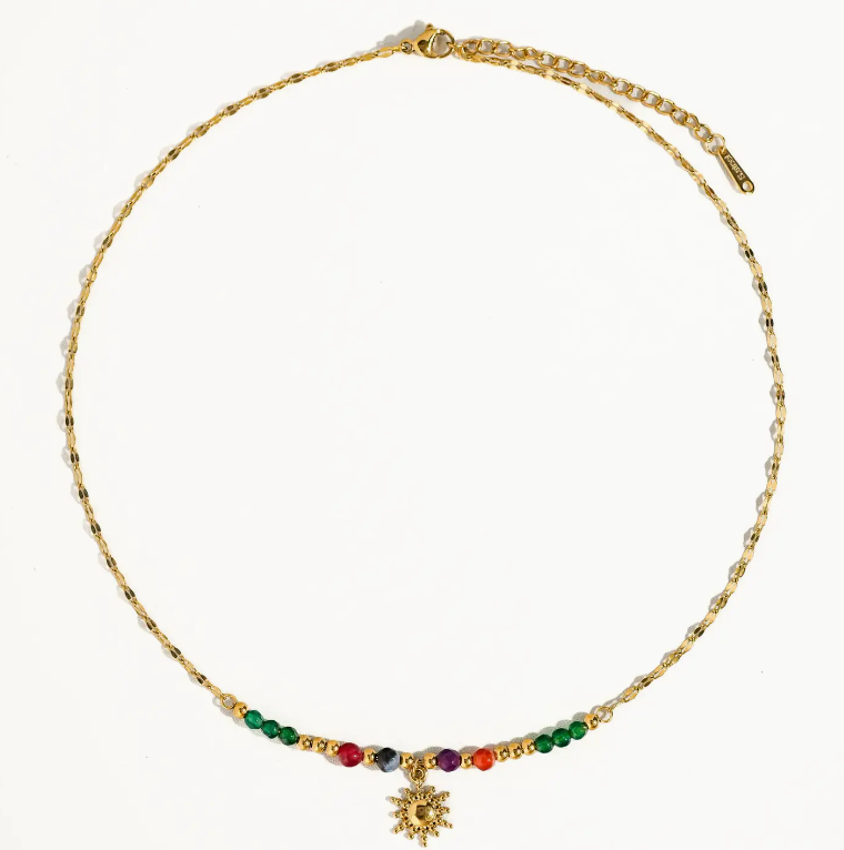 Olimpia 18K Gold Sun Necklace with Beads