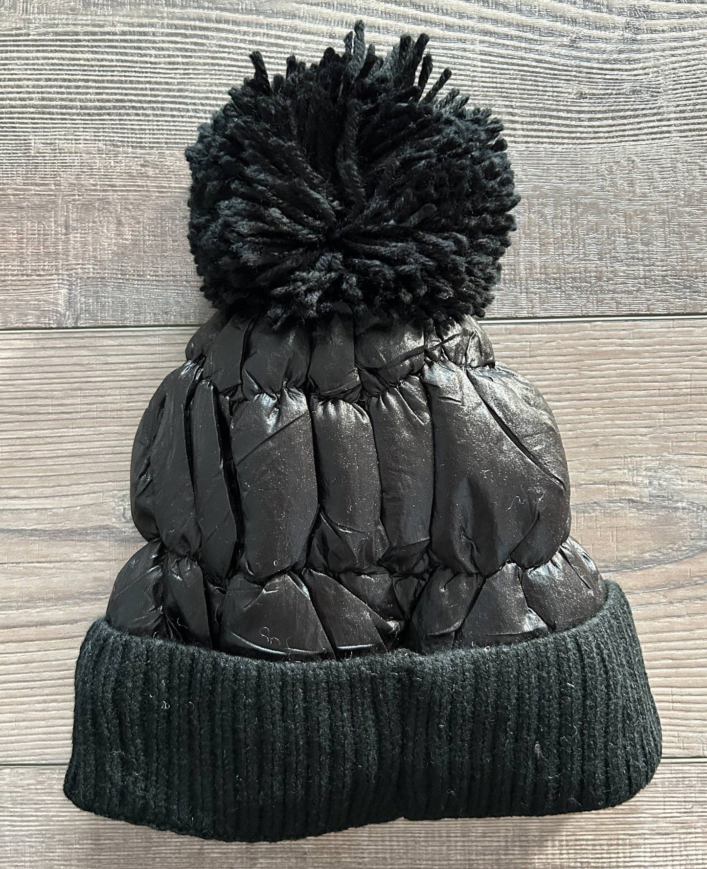 Metallic Beanie Puffer Hat Lined