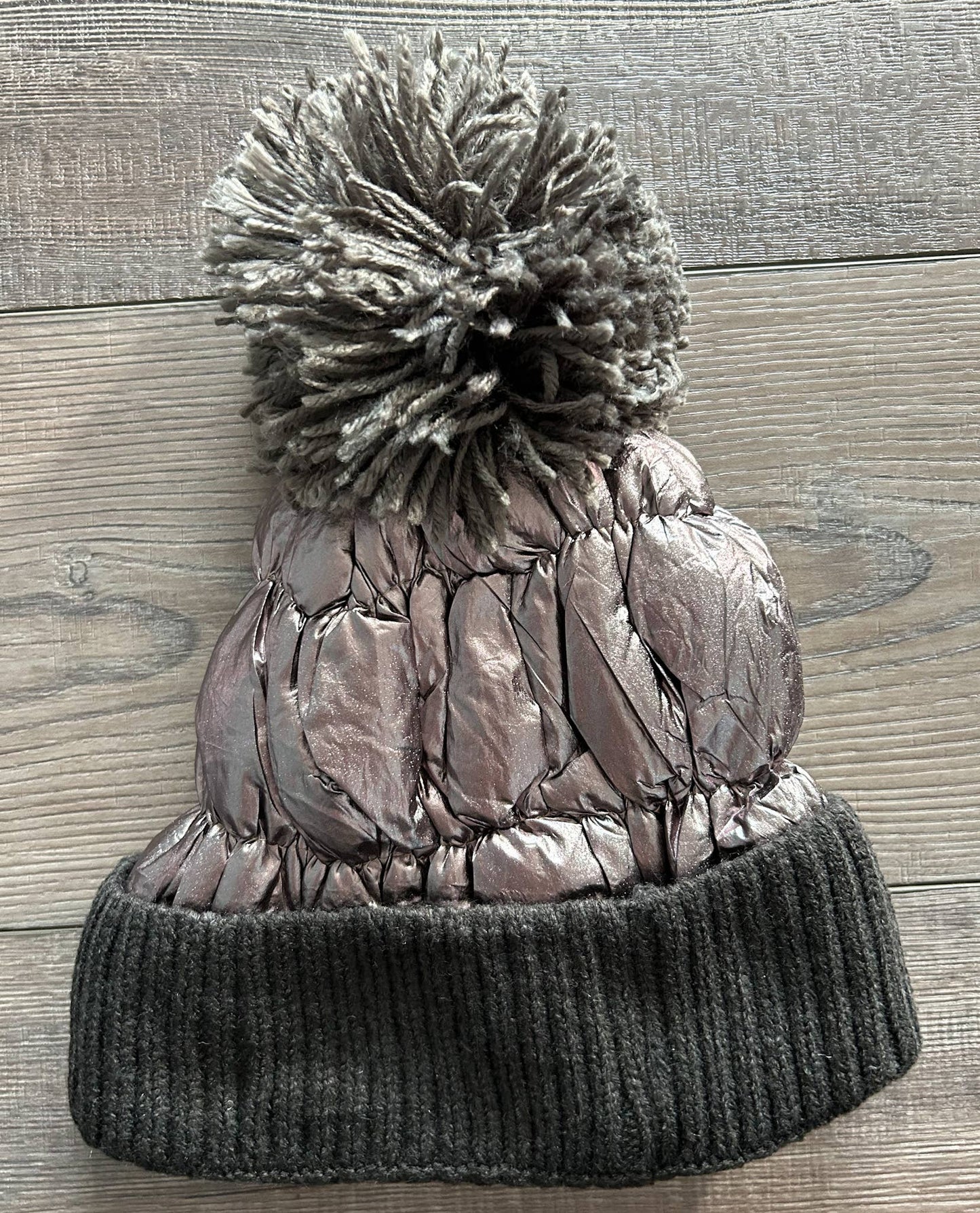 Metallic Beanie Puffer Hat Lined