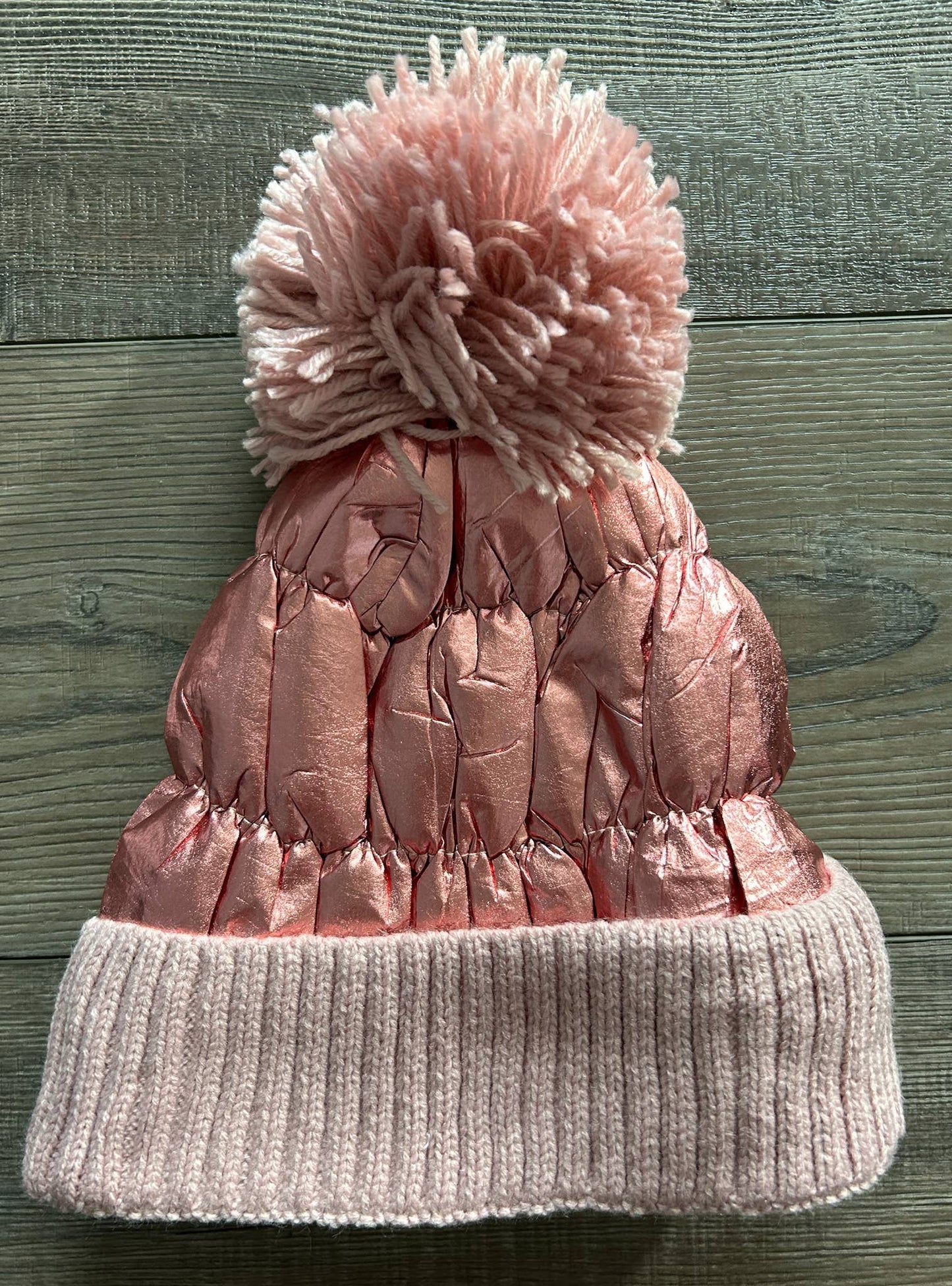 Metallic Beanie Puffer Hat Lined